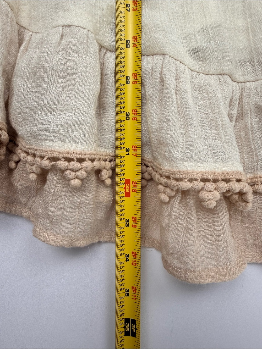 Umgee Boho Ruffle Mini Dress Pom Pom Trim Cottagecore Festival M Romantic - Picture 7 of 9